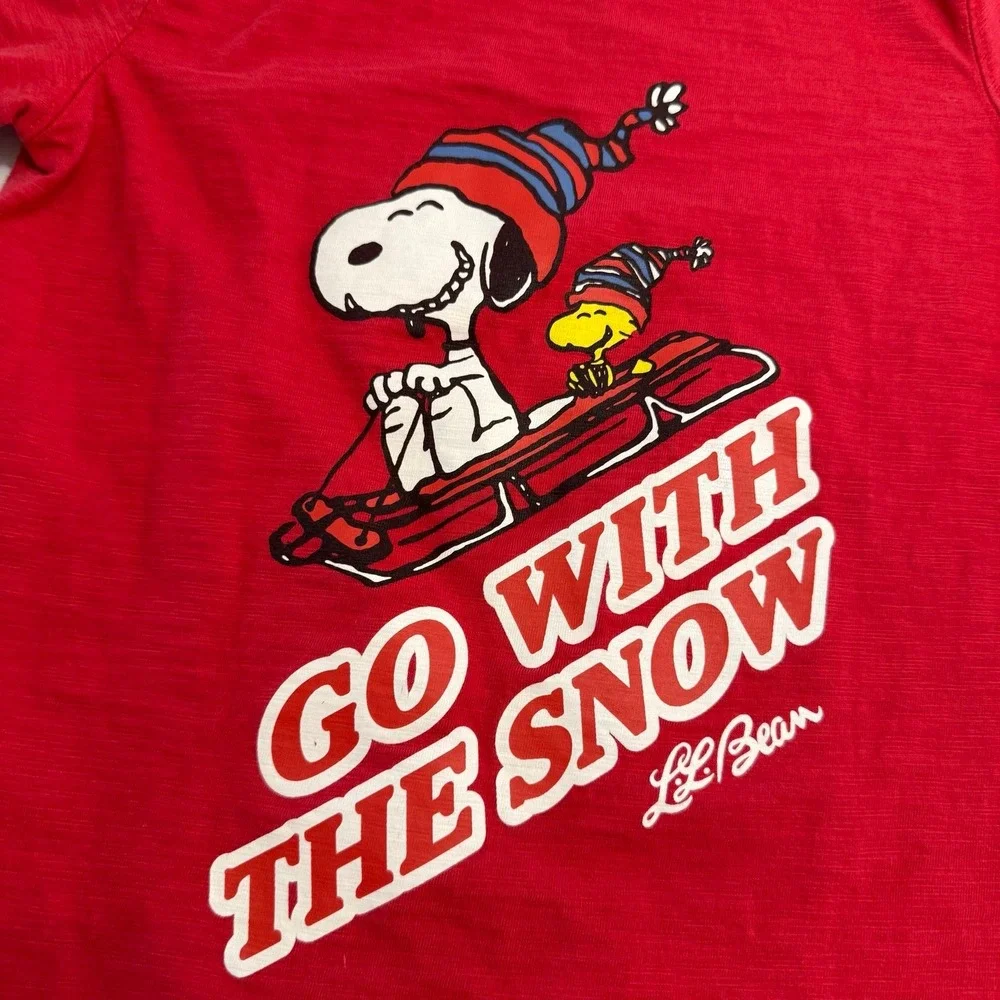 L.L. Bean Snoopy go with the snow kids short sleeve shirt size 8‎